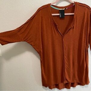 Dolan burnt orange / sienna brown 3/4 long sleeve t-shirt